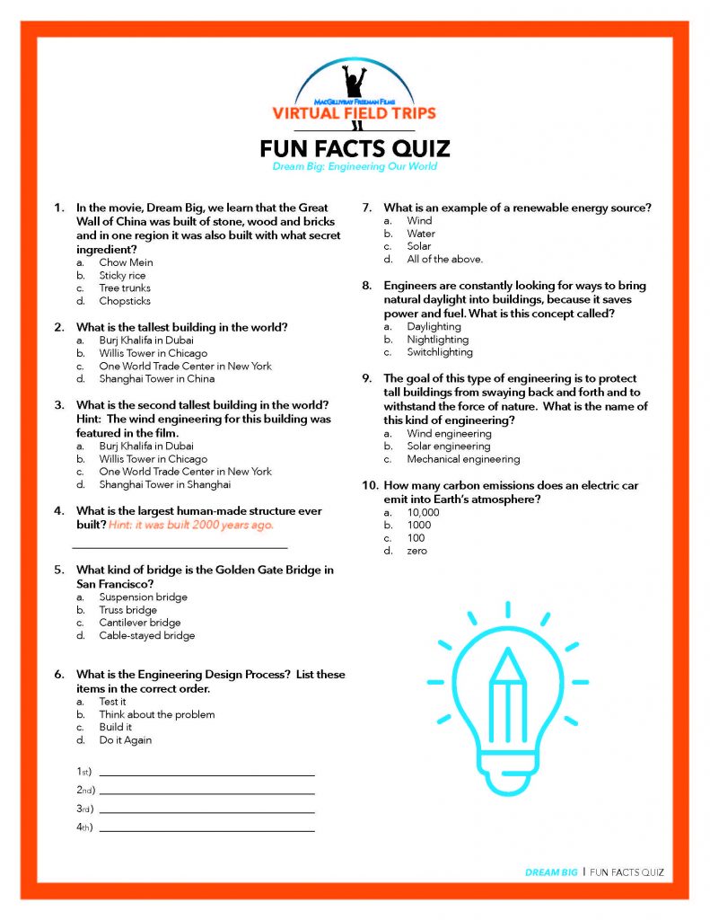 Fun Facts Quiz – Dream Big: Engineering Our World